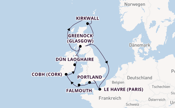 Britische Inseln ab Southampton, Großbritannien auf der Majestic Princess