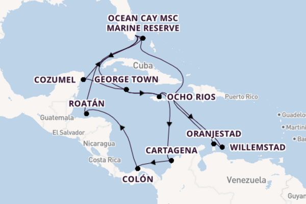 Caribbean vanaf Miami, United States met de MSC Divina