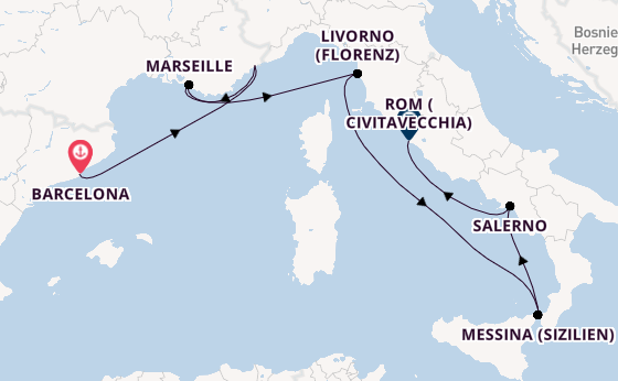 Westliches Mittelmeer ab Barcelona, Spanien auf der Norwegian Epic