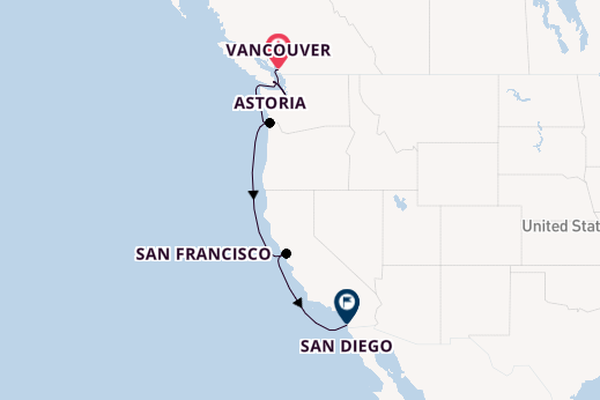 USA West Coast from Vancouver, Canada with the Azamara Quest