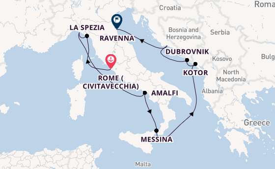 Mediterranean Sea from Rome (Civitavecchia), Italy with the Celebrity Constellation