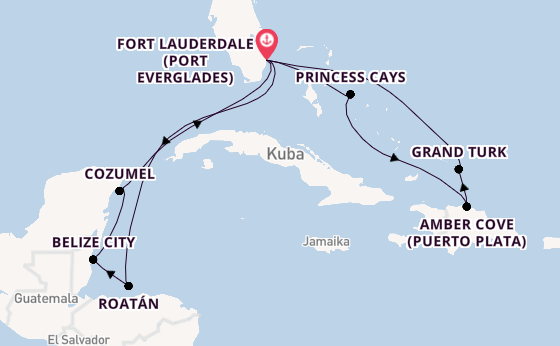 Karibik ab Fort Lauderdale (Port Everglades), USA auf der Star Princess