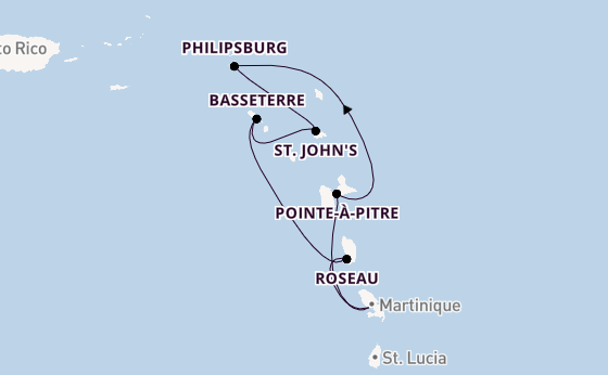 Südliche Karibik ab Fort de France auf der MSC Meraviglia