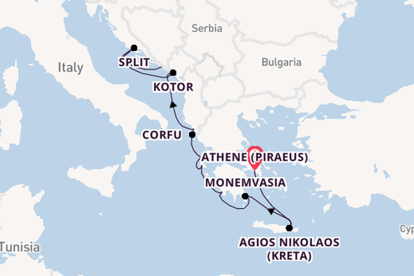 Oostelijke Middellandse Zee vanaf Athene (Piraeus), Griekenland met de MS EUROPA 2