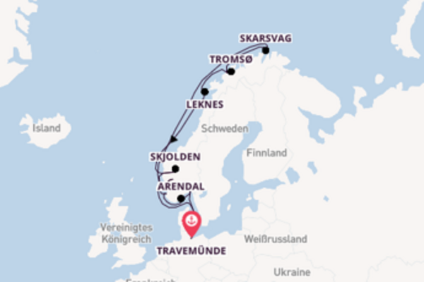 In 15 Tagen nach Travemünde, Deutschland über Tromsø, Norwegen