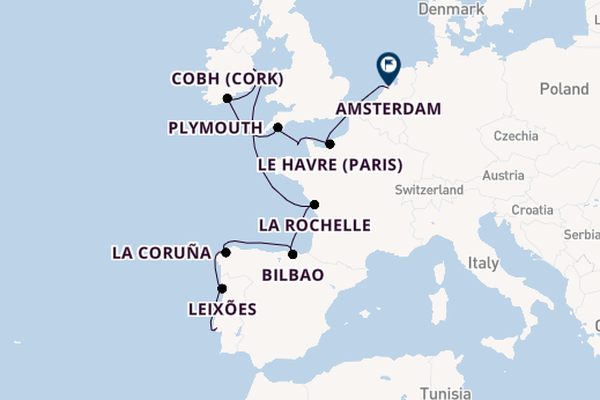 British Isles from Lisbon, Portugal with the Zuiderdam