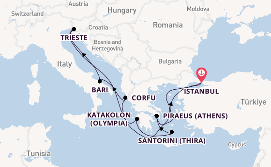 Mediterranean from Istanbul, Turkey with the MSC Fantasia