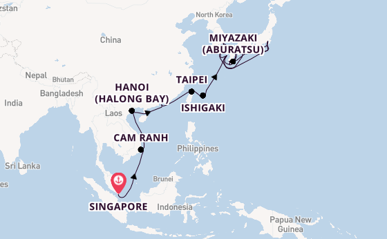 Japan from Singapore, Singapore with the Sapphire Princess