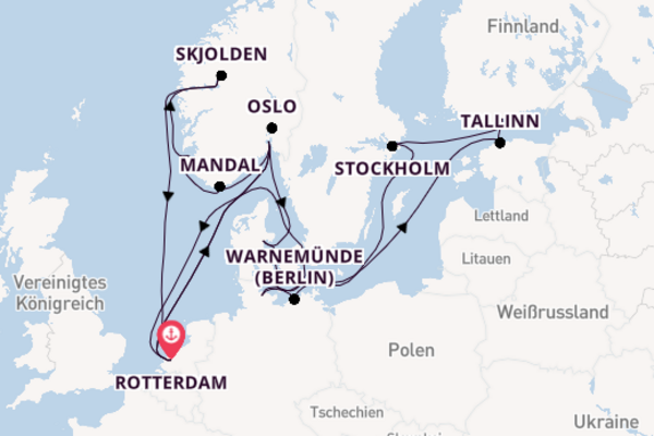 Norwegen ab Rotterdam, Niederlande auf der Rotterdam