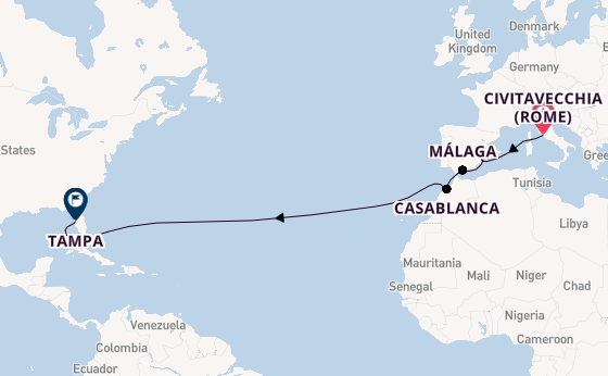 trans-Atlantisch vanaf Civitavecchia (Rome), Italië met de Celebrity Constellation