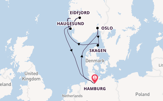 Noorwegen vanaf Hamburg, Duitsland met de Artania