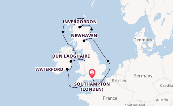 Verenigd Koninkrijk vanaf Southampton (Londen), Engeland met de Seven Seas Splendor