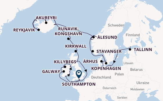 Britische Inseln ab Helsinki, Finnland auf der Caribbean Princess