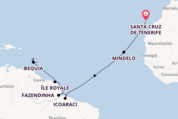 Südliche Karibik ab Santa Cruz de Tenerife, Spanien auf der VASCO DA GAMA