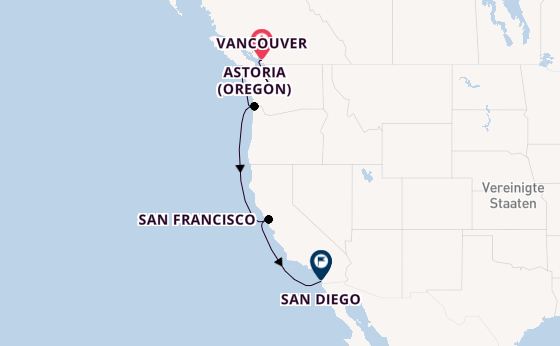 USA Westküste ab Vancouver, Kanada auf der Azamara Quest