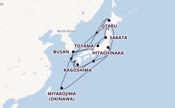 Japan from Tokyo, Japan with the Diamond Princess