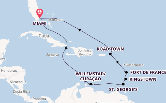 Caribbean from Miami, Florida, USA with the Sirena
