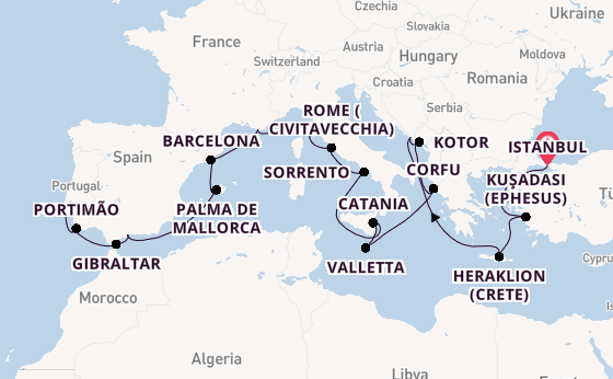 Mediterranean Sea from Istanbul, Turkey with the Seven Seas Voyager