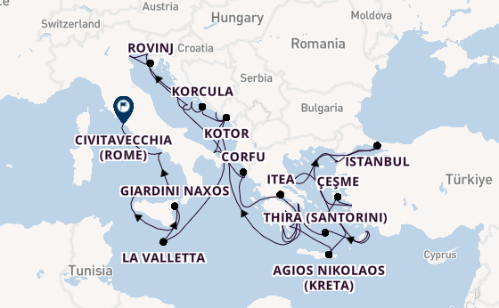 Oostelijke Middellandse Zee vanaf Dubrovnik, Kroatië met de Seabourn Ovation