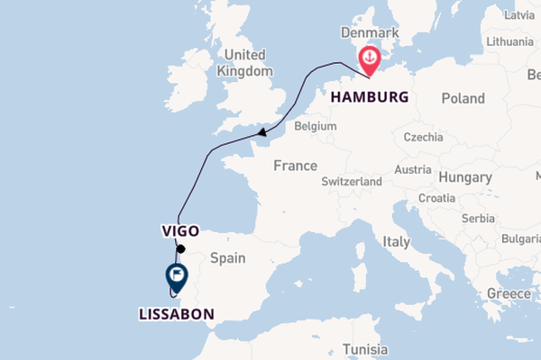Portugal vanaf Hamburg, Duitsland met AIDAsol
