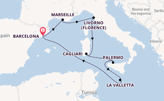 Westelijke Middellandse Zee vanaf Barcelona met de MSC Splendida