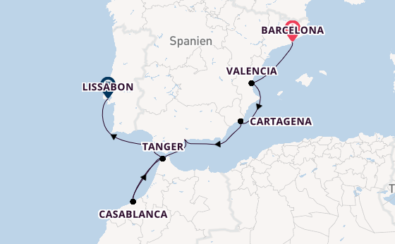 Westliches Mittelmeer ab Barcelona, Spanien auf der Silver Ray