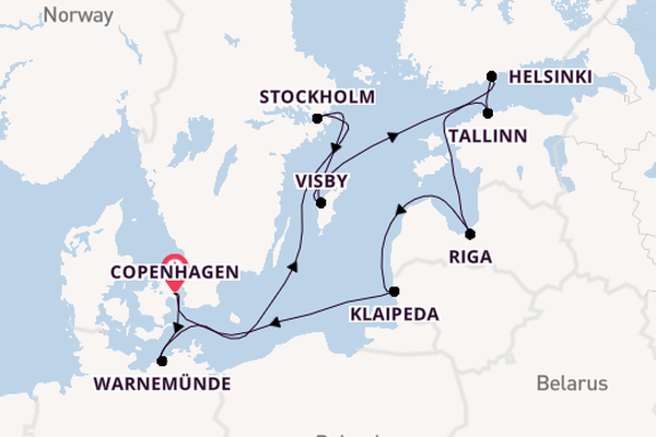 Baltic Sea from Copenhagen, Denmark with the MSC Poesia