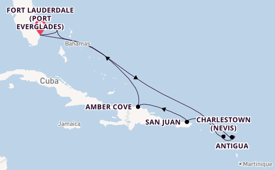 Caribbean from Fort Lauderdale (Port Everglades), Florida, USA with the Enchanted Princess