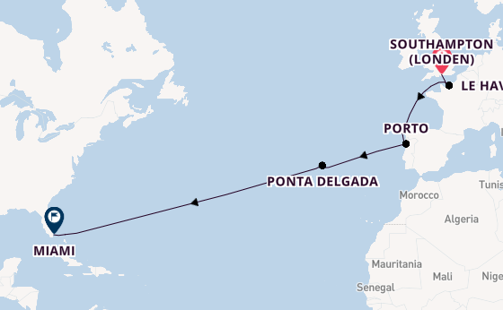 trans-Atlantisch vanaf Southampton (Londen), Engeland met de Norwegian Star