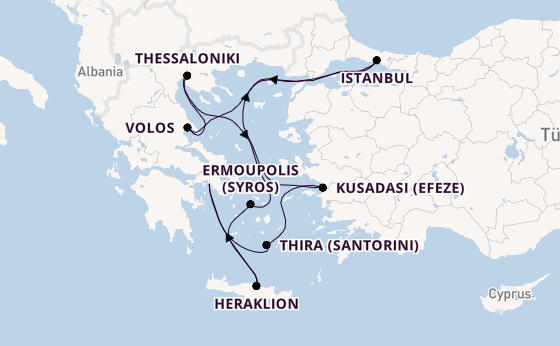 Oostelijke Middellandse Zee vanaf Athene (Piraeus), Griekenland met de Silver Nova