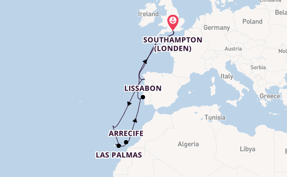 Engeland vanaf Southampton (Londen), Engeland met de MSC Meraviglia