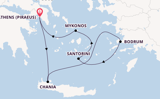 Eastern Mediterranean from Athens (Piraeus), Greece with the Scarlet Lady
