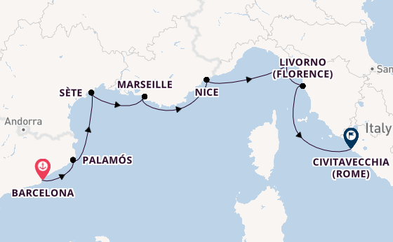 Westelijke Middellandse Zee vanaf Barcelona, Spanje met de Sonata (Oceania)