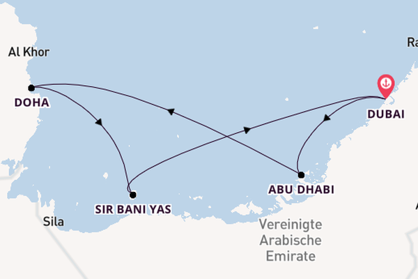 Persischer Golf ab Dubai, Vereinigte Arabische Emirate auf der Mein Schiff 4