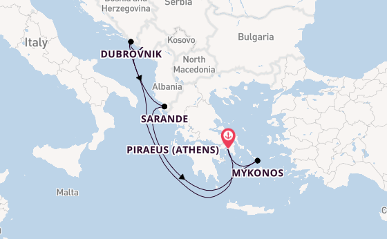 Eastern Mediterranean from Piraeus (Athens), Greece with the Scarlet Lady