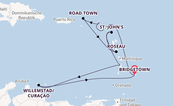 Südliche Karibik ab Bridgetown, Barbados auf der Arvia