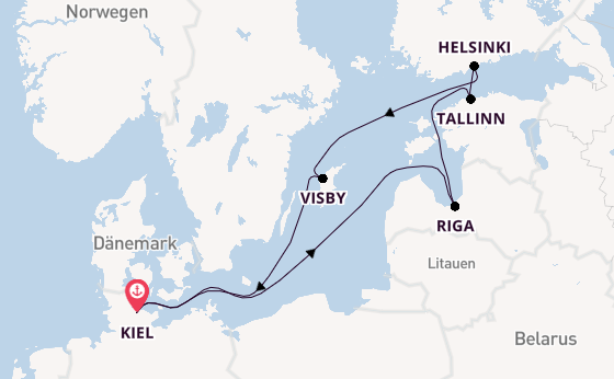Ostsee ab Kiel, Deutschland auf AIDAprima