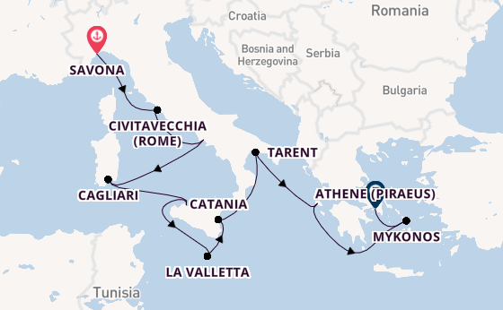Middellandse Zee vanaf Savona, Italië met de Costa Serena