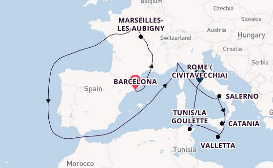 Western Mediterranean from Barcelona, Spain with the Carnival Sunshine