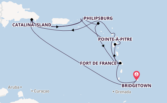 Caribbean vanaf Bridgetown, Barbados met de MSC Opera