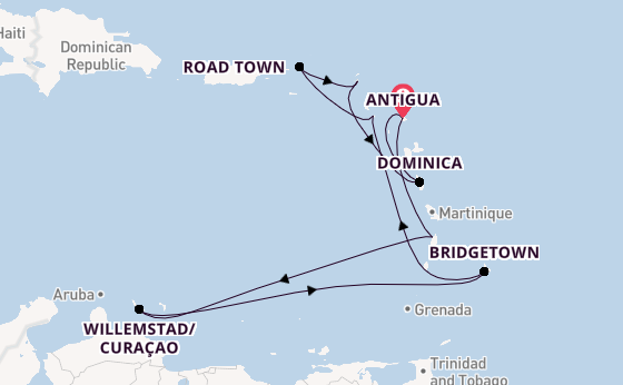 Southern Caribbean from Antigua, Antigua and Barbuda with the Arvia