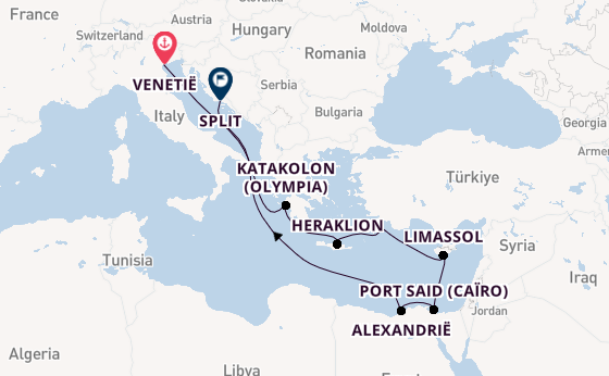 Middellandse Zee vanaf Venetië, Italië met de MSC Lirica