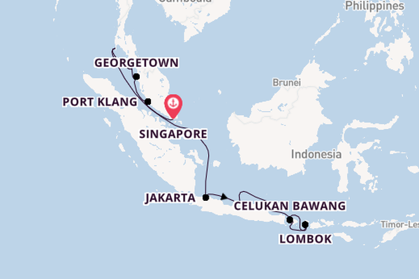 Zuidoost-Azië vanaf Singapore, Singapore met de Nautica
