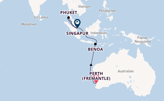 Südostasien ab Perth (Fremantle), Australien auf der Sapphire Princess