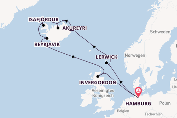 Arktis ab Hamburg, Deutschland auf der MSC Preziosa