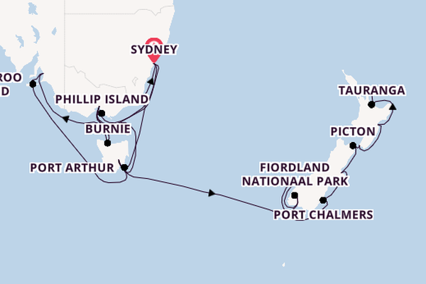 Australië en Nieuw-Zeeland vanaf Sydney, Australië met de Noordam