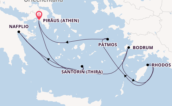 Östliches Mittelmeer ab Piräus (Athen), Griechenland auf der Silver Ray