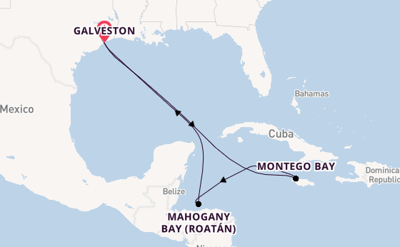 Western Caribbean from Galveston, Texas, USA with the Carnival Breeze