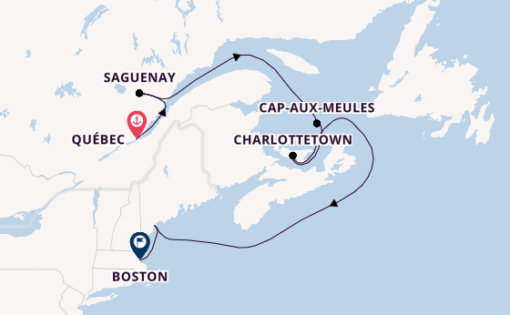 Neuengland ab Québec, Kanada auf der Zuiderdam