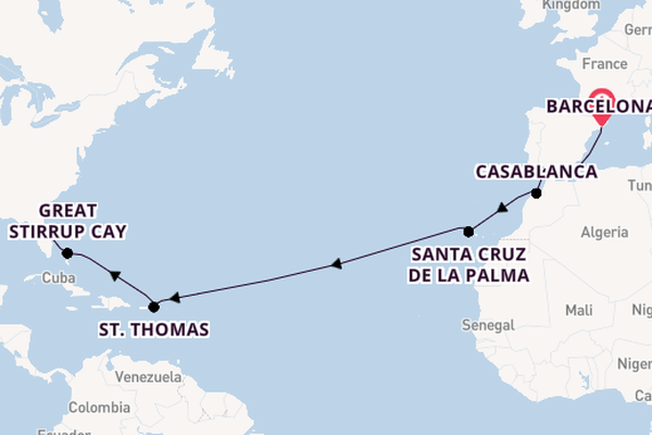 trans-Atlantisch vanaf Barcelona, Spanje met de Norwegian Epic